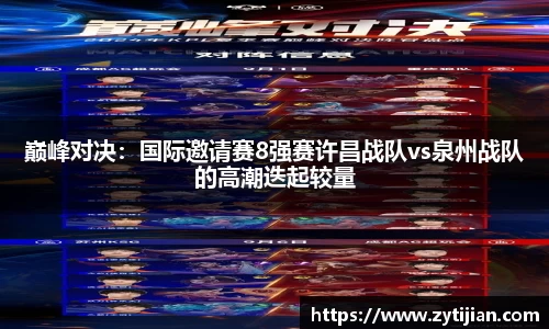 巅峰对决：国际邀请赛8强赛许昌战队vs泉州战队的高潮迭起较量